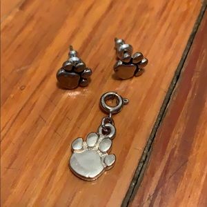 Paw print earring and pendant bundle